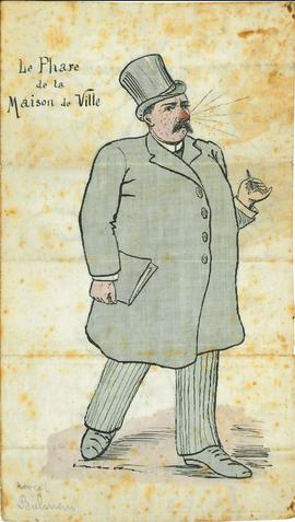 Caricature de Edouard Bielmann (1847-1907), avocat et Conseiller communal de Fribourg, surnommé l...