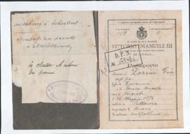Scan du passeport de Giuseppe Zarini
In nome di sua maesta Vittorio emanuelle III Passaporto Zari...