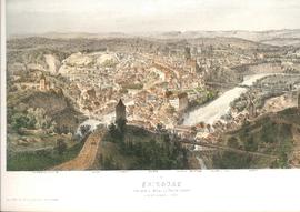 Fribourg. Vue prise au-dessus du pont du Gottéron - illustration tirée de la Suisse à vol d'oisea...